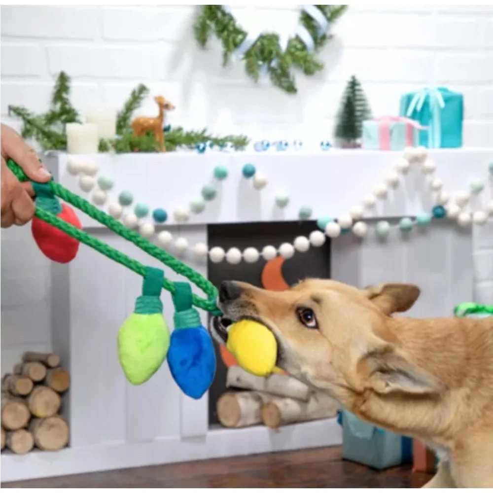 NWT Bark Box Deck The Howls Watt A Delight Multi Squeaker Dog Toy Tug Christmas - Picture 10 of 10